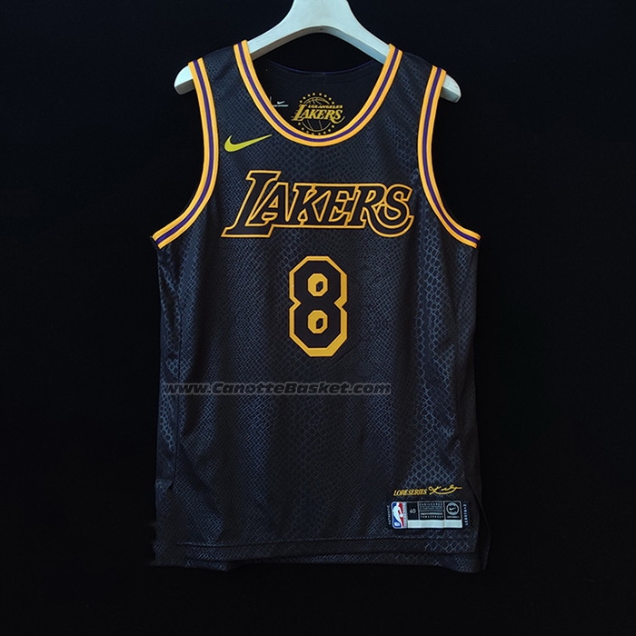 Maglia Los Angeles Lakers Kobe Bryant NO 8 Black Mamba Autentico Nero